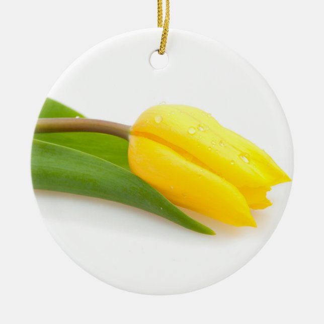 Gelbe Tulpe Keramik Ornament (Vorne)