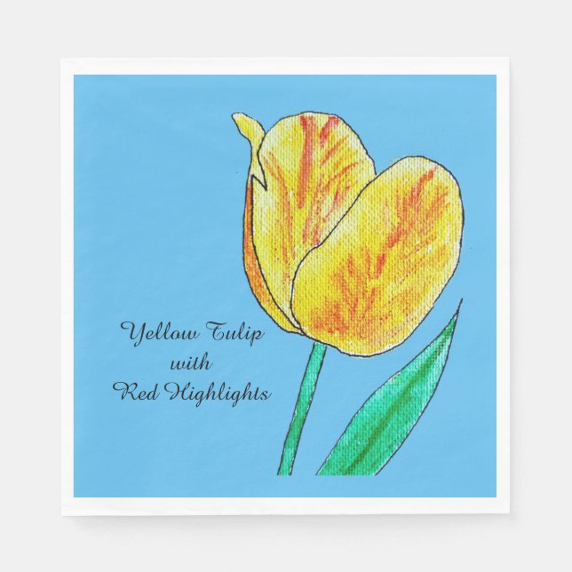 Gelbe Tulpe rote Highlights  Serviette (Vorderseite)