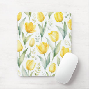 Gelbe Tulpen Aquarell-Blumenmalerei Botanik Mousepad