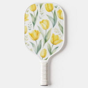 Gelbe Tulpen Aquarell-Blumenmalerei Botanisch Pickleball Schläger