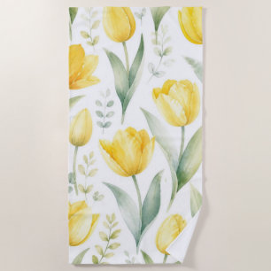 Gelbe Tulpen Aquarell-Blumenmalerei Botanisch Strandtuch