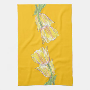 Gelbe Tulpen auf goldenem Hintergrund Küchenhandtu Geschirrtuch