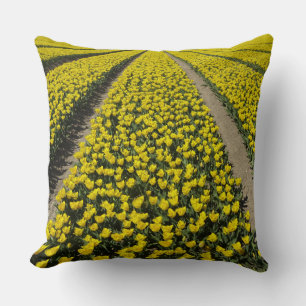 Gelbe Tulpen Feld Reihen Wurfkissen Kissen