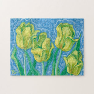 Gelbe Tulpen, Frühlingsblumen Blumenbemalung Puzzle