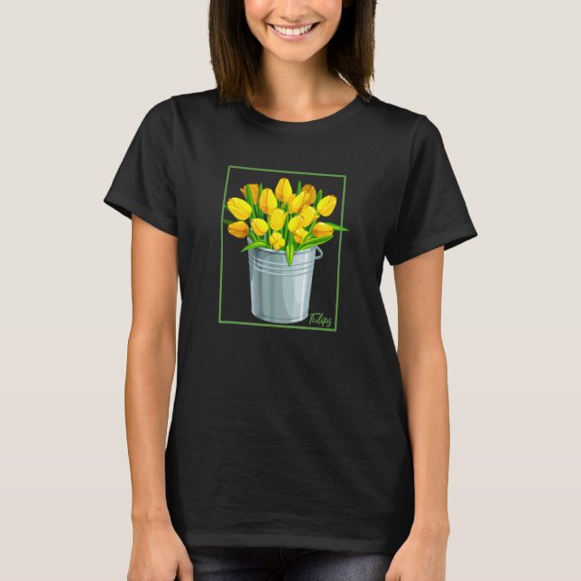 Gelbe Tulpen Im Container Boho Blumengarten T-Shirt (Vorderseite)