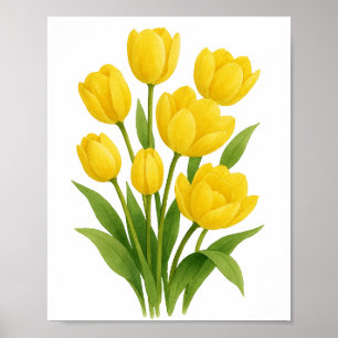 Gelbe Tulpen Malerei Florale Wandkunst Poster