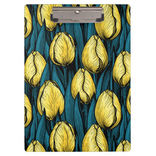 Gelbe Tulpen mit blauen Blätter Klemmbrett