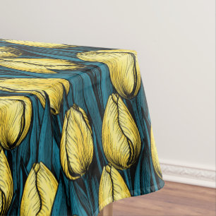 Gelbe Tulpen mit blauen Blätter Tischdecke