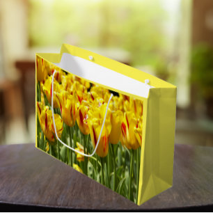 Gelbe Tulpen mit roten Streifen Große Geschenktüte