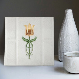 Gelbe Tulpen-Wanddekoration Nouveau Art Deco Gibbo Fliese
