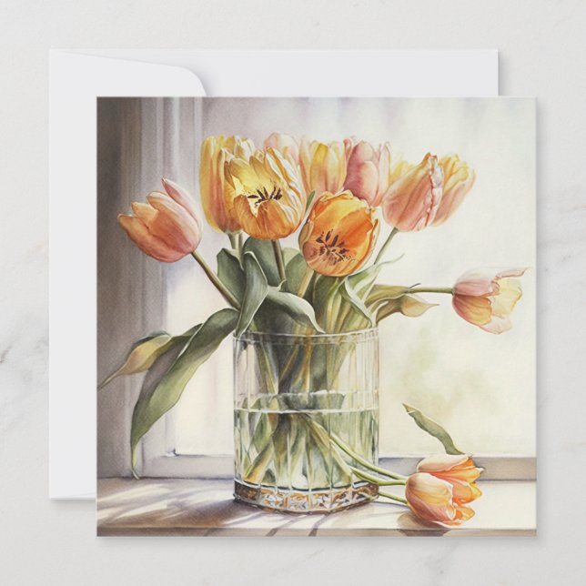 Gelbe Tulpen Wasserfarbe Karte (Vorderseite)