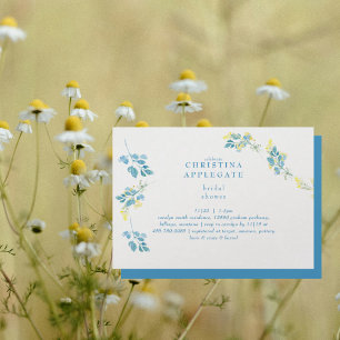 Gelbe türkisfarbene Wildblumen Brautparty Einladung