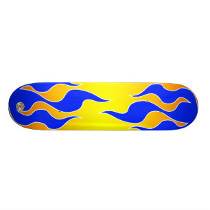 Gelbe u. blaue Flammen-Brett Skateboard