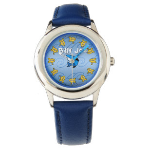 Gelbe U-Boote auf blau (Personalisiert) Armbanduhr