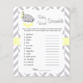 Gelbe u. graue Elefant-Babyparty - Jagd Flyer