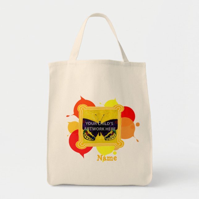 Gelbe u. Rot gemalte Tasche $15,95 (Vorne)