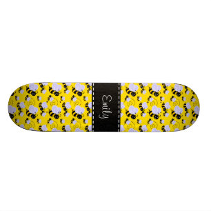 Gelbe u. schwarze Hummel-Biene Skateboard