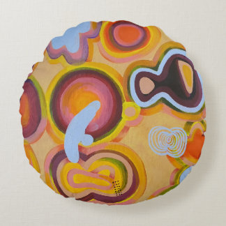 gelbe Uhr Rundes Kissen