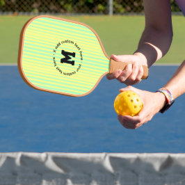 Gelbe und aquamarine Streifen personalisiert Pickleball Schläger