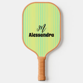 Gelbe und aquamarine Streifen personalisiertes Pic Pickleball Schläger