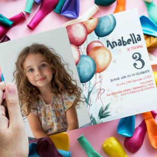 Gelbe und blaue Balkone Kindergeburtstag Party Einladung