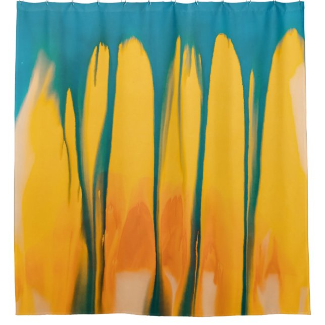 GELBE UND BLAUE BEKLEIDUNG DUSCHVORHANG (Vorderseite)