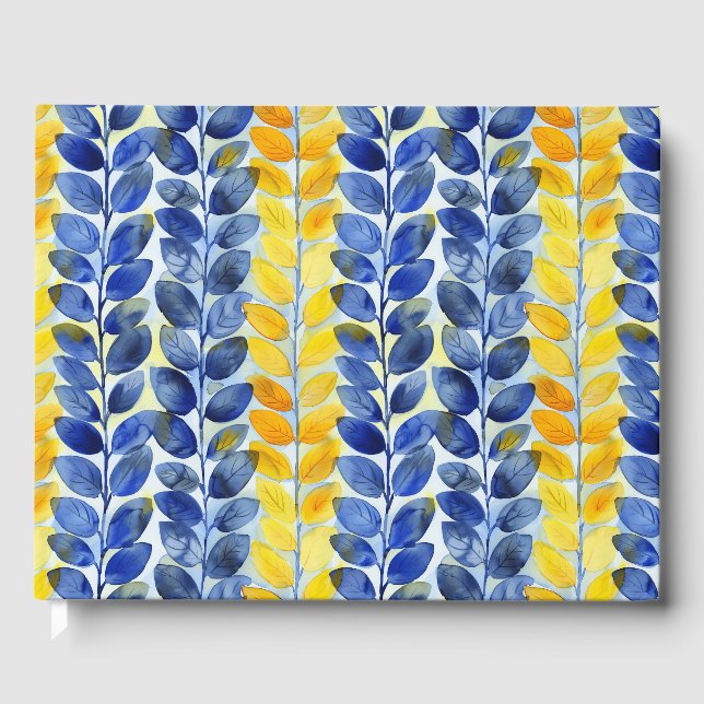 Gelbe und blaue Blätter Gästebuch (Vorderseite)