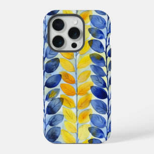 Gelbe und blaue Blätter iPhone 15 Pro Hülle
