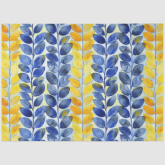 Gelbe und blaue Blätter Seidenpapier