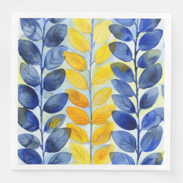 Gelbe und blaue Blätter Serviette