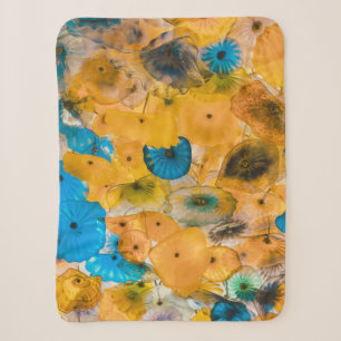 Gelbe und blaue Blume Sherpadecke
