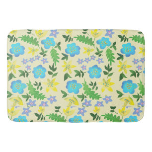 Gelbe und blaue Blumen Badematte