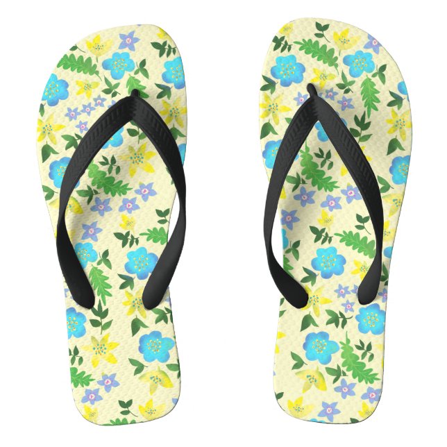 gelbe und blaue Blumen Flip Flops (Fußbett)