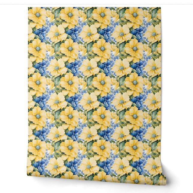 Gelbe und blaue Blumen in Frankreich Tapete (Abrollen)