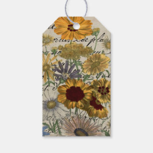 Gelbe und blaue Botanicals, Wildblumen Geschenketi Geschenkanhänger