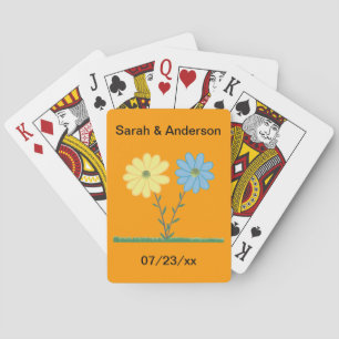 Gelbe und blaue Daisy-Blume Bridal Playing Cards Spielkarten