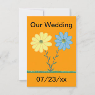 Gelbe und blaue Daisy Blumen Einladungen Hochzeite