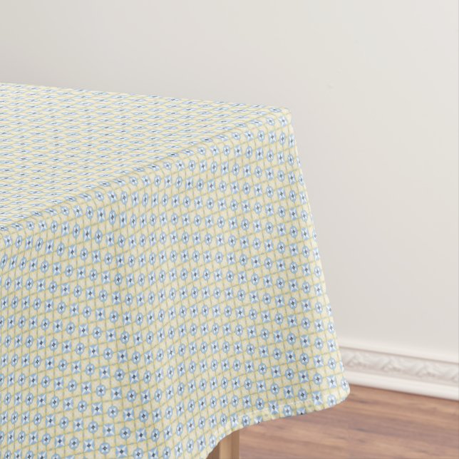 Gelbe und blaue Fliesenmuster-Tischdecke Tischdecke (Beispiel)