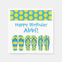 Gelbe und blaue Flip Flops Personalisiertes Party  Serviette