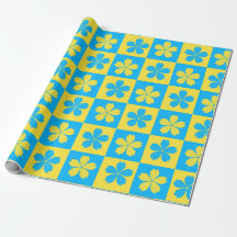 Gelbe und blaue florale karierte Tafel