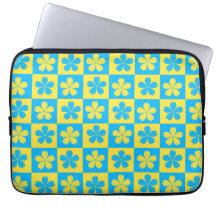 Gelbe und blaue florale karierte Tafel