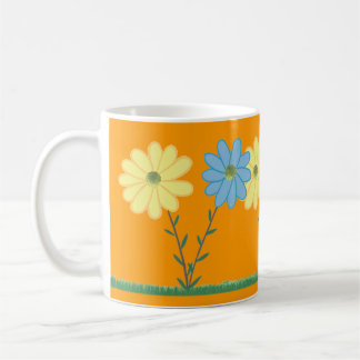 Gelbe und blaue Gänseblümchen-Blumen individuell g Kaffeetasse