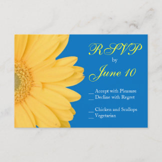 Gelbe und blaue Gerber Daisy Wedding RSVPs RSVP Karte