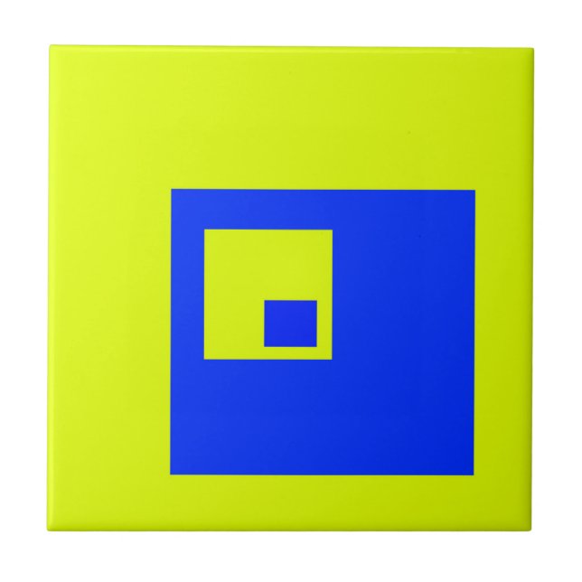 Gelbe und blaue Quadrate Fliese (Vorderseite)