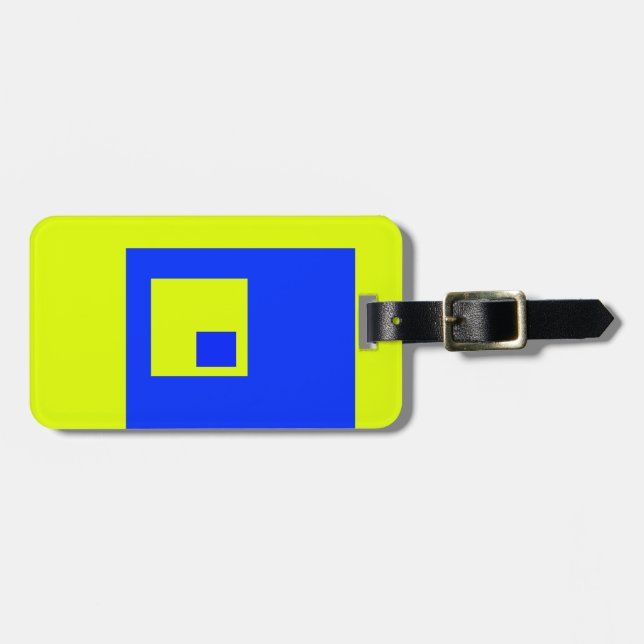 Gelbe und blaue Quadrate Gepäckanhänger (Vorderseite horizontal)