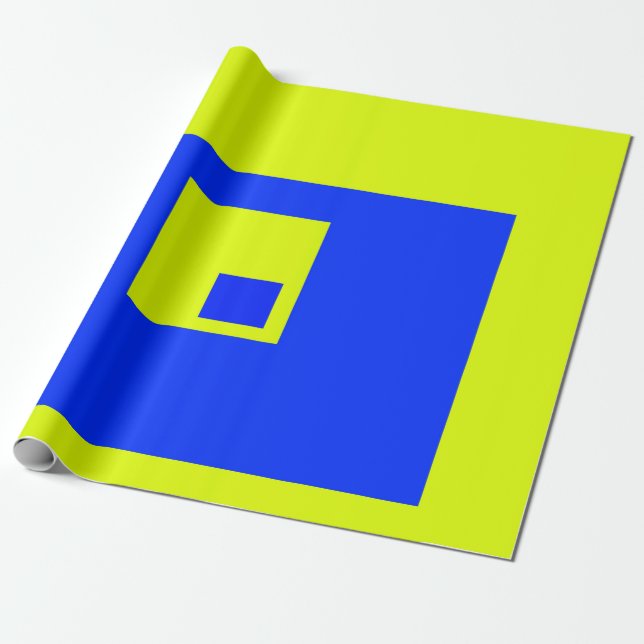Gelbe und blaue Quadrate Geschenkpapier (Ungerollt)