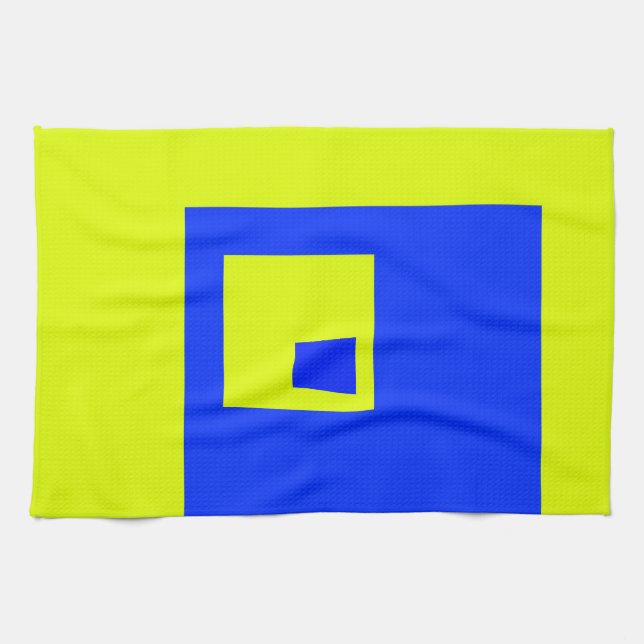 Gelbe und blaue Quadrate Geschirrtuch (Horizontal)