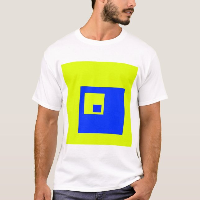 Gelbe und blaue Quadrate T-Shirt (Vorderseite)
