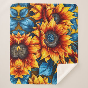 Gelbe und blaue Sonnenblumen Sherpadecke