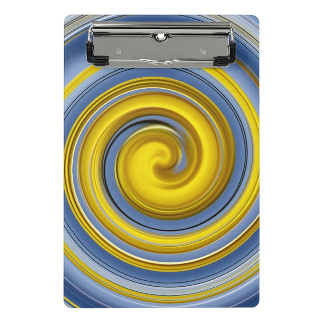Gelbe und blaue Spirale Mini Klemmbrett (Vorderseite)